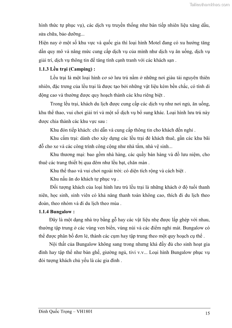 Khóa luận tốt nghiệp việt nam học Thực trạng kinh doanh du lịch và những giải pháp nhằm nâng cao chất lượng của hệ thống khách sạn, nhà nghỉ ở Cát Bà - 2 Trang 15
