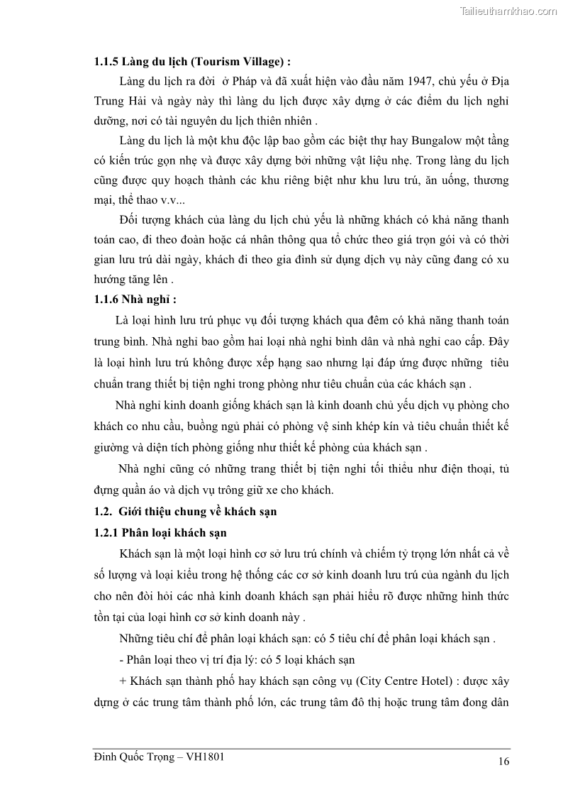 Khóa luận tốt nghiệp việt nam học Thực trạng kinh doanh du lịch và những giải pháp nhằm nâng cao chất lượng của hệ thống khách sạn, nhà nghỉ ở Cát Bà - 2 Trang 16