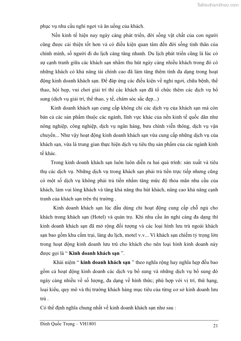 Khóa luận tốt nghiệp việt nam học Thực trạng kinh doanh du lịch và những giải pháp nhằm nâng cao chất lượng của hệ thống khách sạn, nhà nghỉ ở Cát Bà - 2 Trang 21