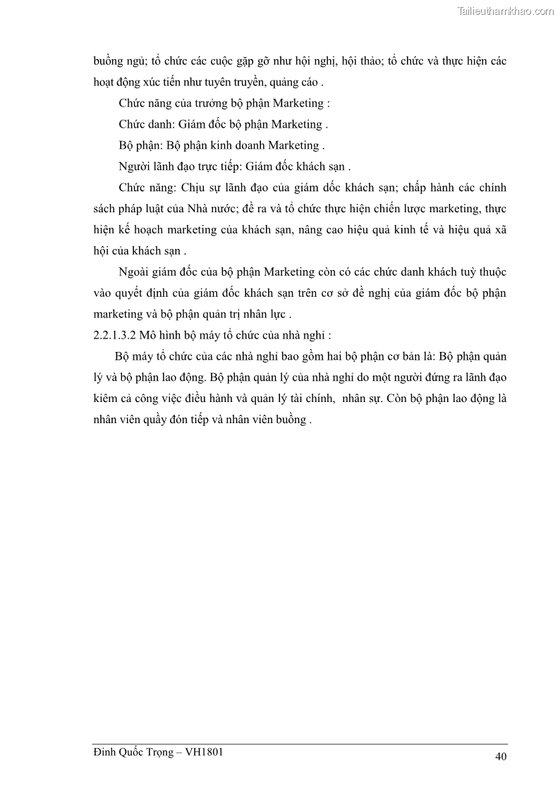 Khóa luận tốt nghiệp việt nam học Thực trạng kinh doanh du lịch và những giải pháp nhằm nâng cao chất lượng của hệ thống khách sạn, nhà nghỉ ở Cát Bà - 4 Trang 40