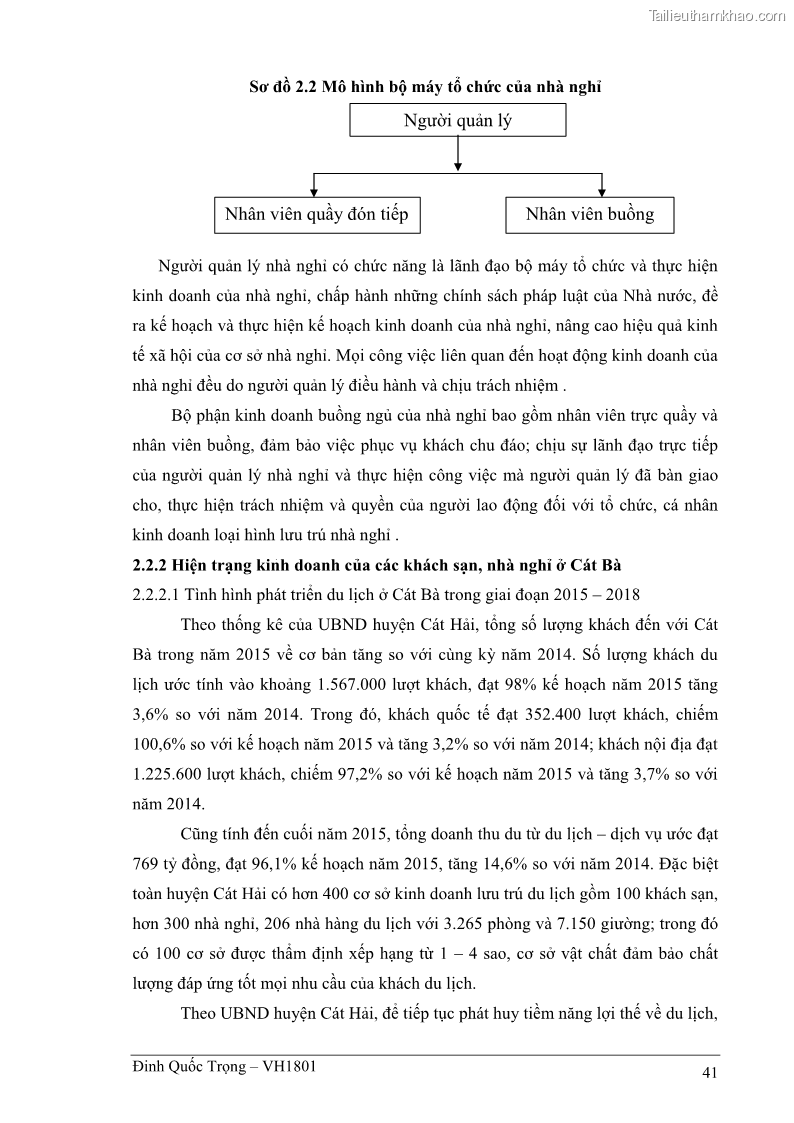 Khóa luận tốt nghiệp việt nam học Thực trạng kinh doanh du lịch và những giải pháp nhằm nâng cao chất lượng của hệ thống khách sạn, nhà nghỉ ở Cát Bà - 4 Trang 41