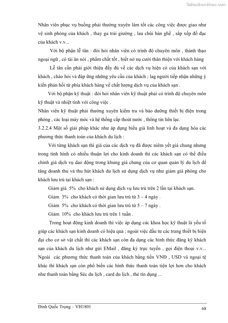 Khóa luận tốt nghiệp việt nam học Thực trạng kinh doanh du lịch và những giải pháp nhằm nâng cao chất lượng của hệ thống khách sạn, nhà nghỉ ở Cát Bà - 6 Trang 68