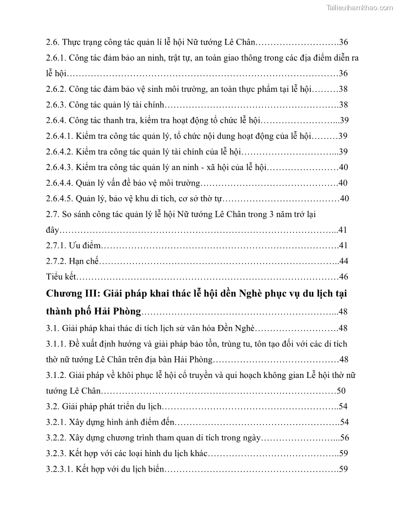 Khóa luận tốt nghiệp việt nam học Thực trạng và giải pháp khai thác lễ hội đền Nghè phục vụ du lịch tại thành phố Hải Phòng - 1 Trang 10