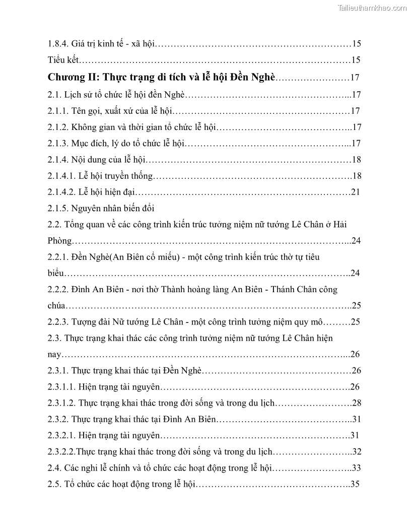 Khóa luận tốt nghiệp việt nam học Thực trạng và giải pháp khai thác lễ hội đền Nghè phục vụ du lịch tại thành phố Hải Phòng - 1 Trang 9