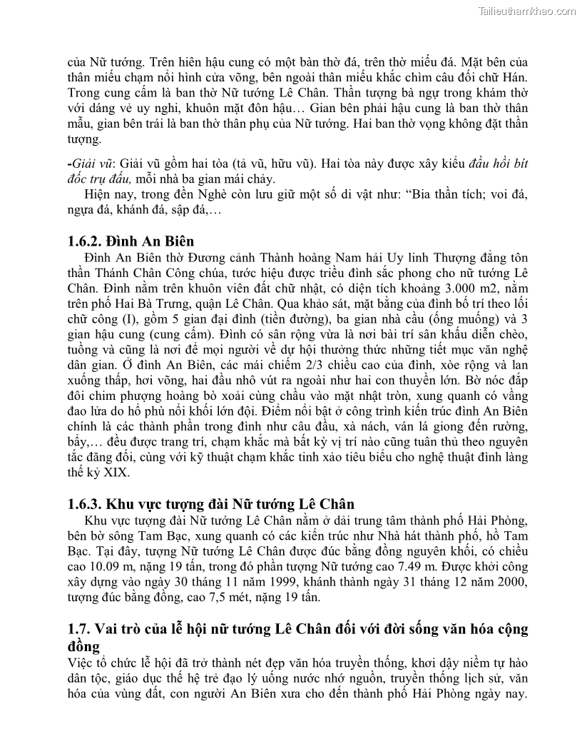 Khóa luận tốt nghiệp việt nam học Thực trạng và giải pháp khai thác lễ hội đền Nghè phục vụ du lịch tại thành phố Hải Phòng - 2 Trang 22