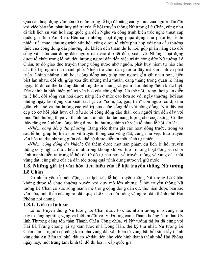 Khóa luận tốt nghiệp việt nam học Thực trạng và giải pháp khai thác lễ hội đền Nghè phục vụ du lịch tại thành phố Hải Phòng - 2 Trang 23