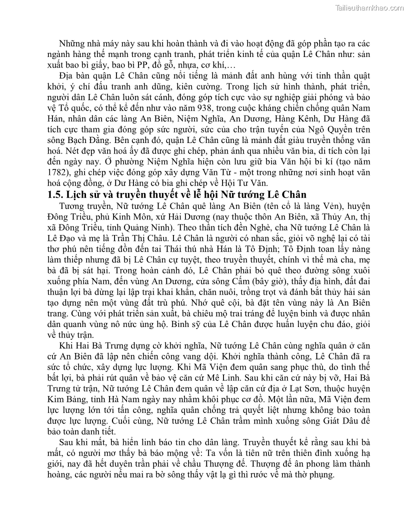 Khóa luận tốt nghiệp việt nam học Thực trạng và giải pháp khai thác lễ hội đền Nghè phục vụ du lịch tại thành phố Hải Phòng - 2 Trang 20