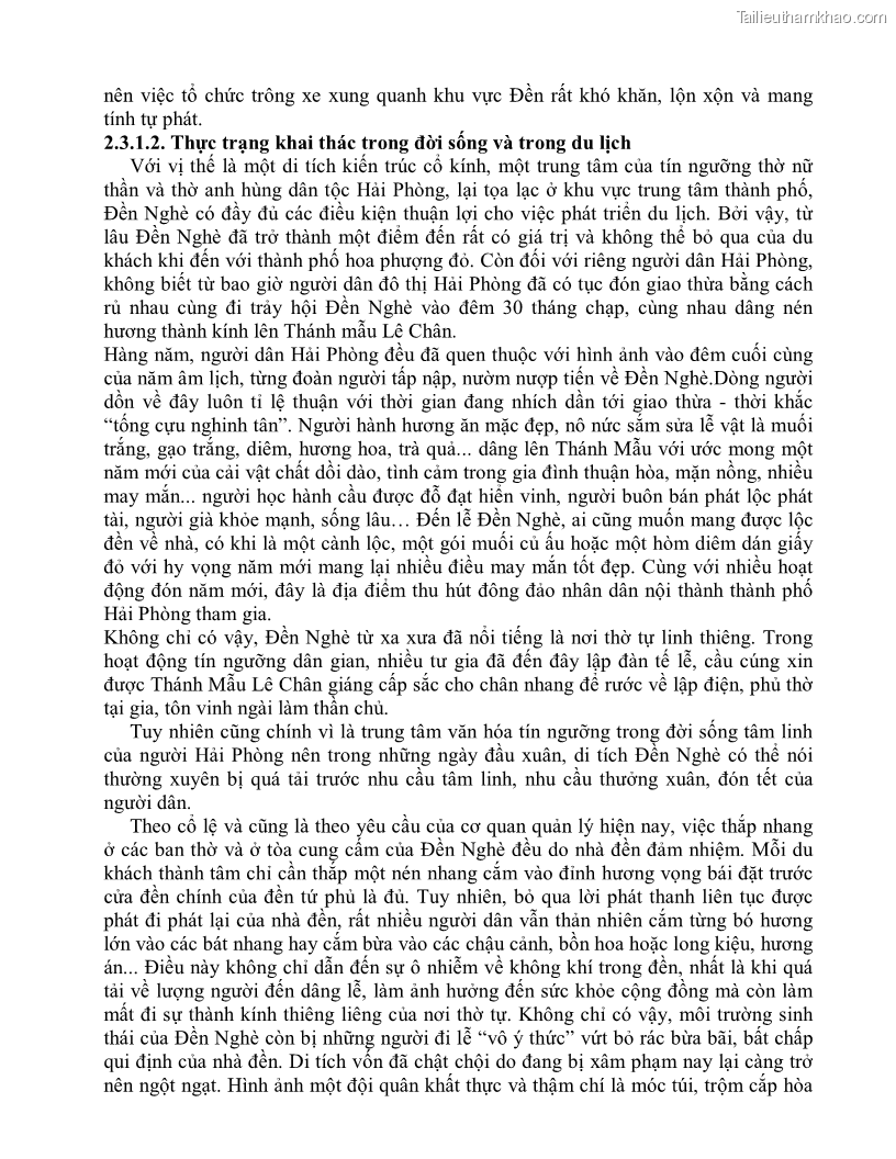 Khóa luận tốt nghiệp việt nam học Thực trạng và giải pháp khai thác lễ hội đền Nghè phục vụ du lịch tại thành phố Hải Phòng - 3 Trang 35