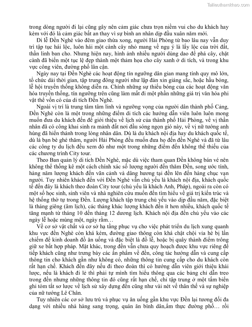 Khóa luận tốt nghiệp việt nam học Thực trạng và giải pháp khai thác lễ hội đền Nghè phục vụ du lịch tại thành phố Hải Phòng - 3 Trang 36