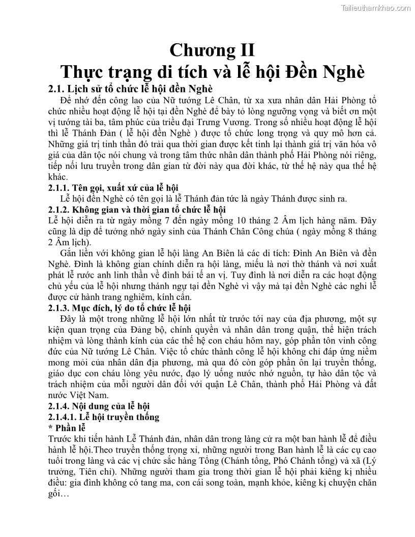 Khóa luận tốt nghiệp việt nam học Thực trạng và giải pháp khai thác lễ hội đền Nghè phục vụ du lịch tại thành phố Hải Phòng - 3 Trang 27
