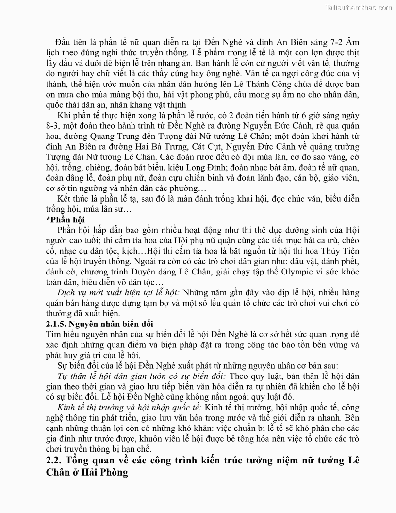 Khóa luận tốt nghiệp việt nam học Thực trạng và giải pháp khai thác lễ hội đền Nghè phục vụ du lịch tại thành phố Hải Phòng - 3 Trang 31