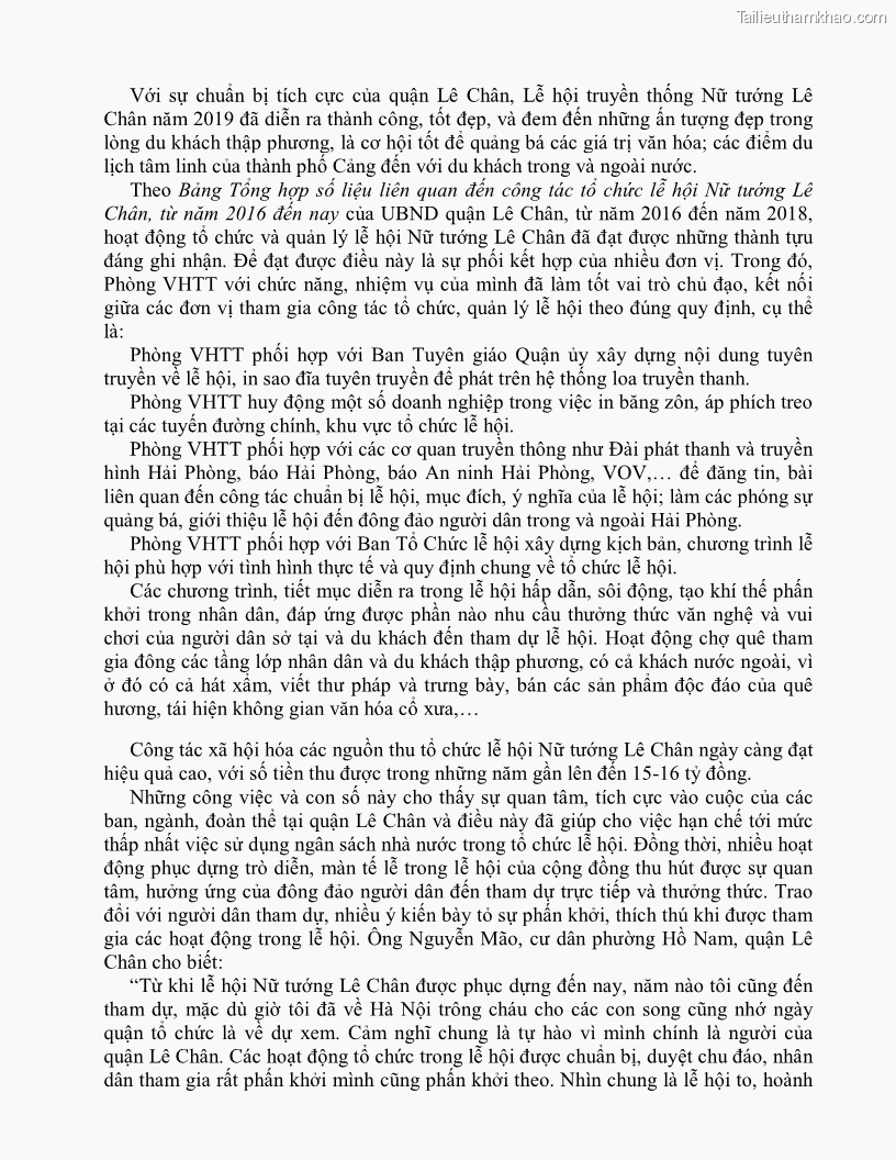 Khóa luận tốt nghiệp việt nam học Thực trạng và giải pháp khai thác lễ hội đền Nghè phục vụ du lịch tại thành phố Hải Phòng - 4 Trang 46