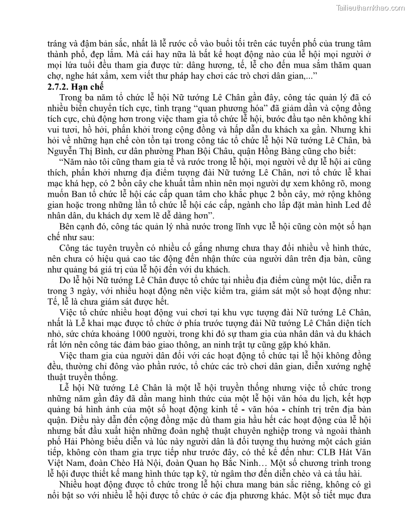 Khóa luận tốt nghiệp việt nam học Thực trạng và giải pháp khai thác lễ hội đền Nghè phục vụ du lịch tại thành phố Hải Phòng - 4 Trang 47
