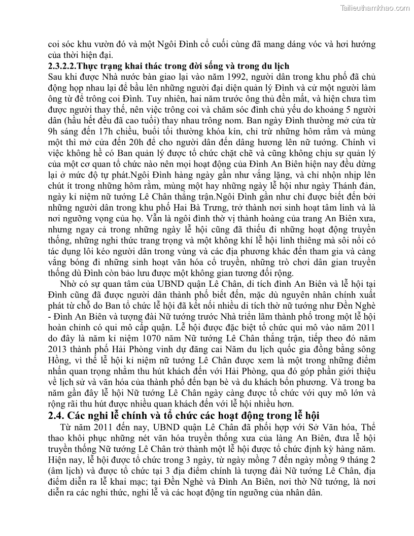 Khóa luận tốt nghiệp việt nam học Thực trạng và giải pháp khai thác lễ hội đền Nghè phục vụ du lịch tại thành phố Hải Phòng - 4 Trang 38