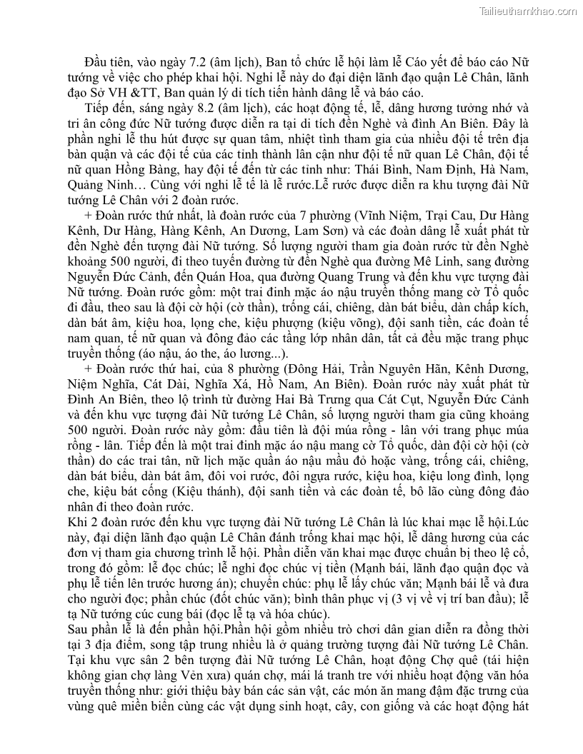 Khóa luận tốt nghiệp việt nam học Thực trạng và giải pháp khai thác lễ hội đền Nghè phục vụ du lịch tại thành phố Hải Phòng - 4 Trang 39