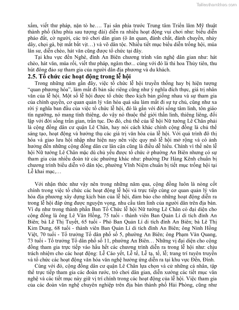 Khóa luận tốt nghiệp việt nam học Thực trạng và giải pháp khai thác lễ hội đền Nghè phục vụ du lịch tại thành phố Hải Phòng - 4 Trang 40
