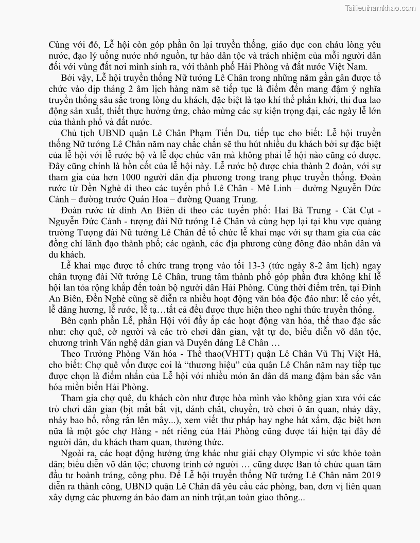 Khóa luận tốt nghiệp việt nam học Thực trạng và giải pháp khai thác lễ hội đền Nghè phục vụ du lịch tại thành phố Hải Phòng - 4 Trang 45
