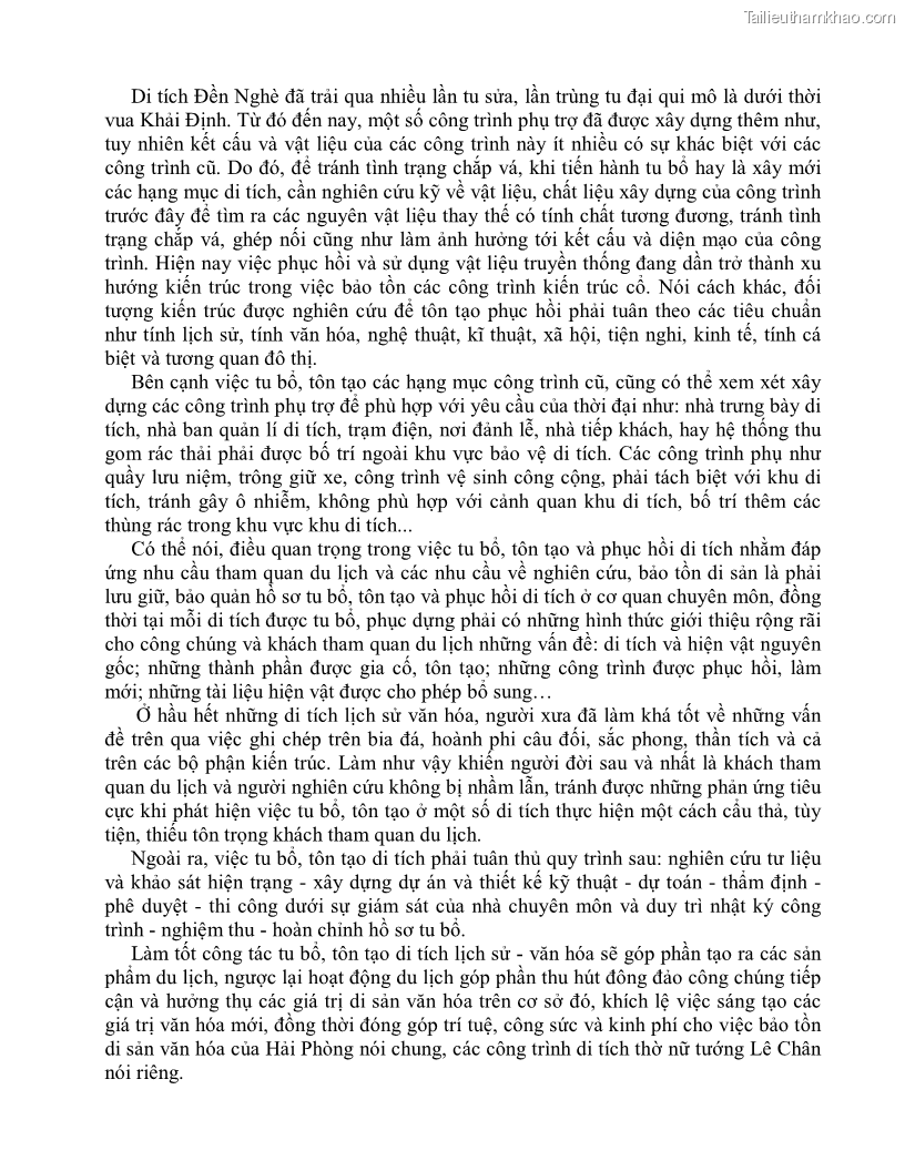 Khóa luận tốt nghiệp việt nam học Thực trạng và giải pháp khai thác lễ hội đền Nghè phục vụ du lịch tại thành phố Hải Phòng - 5 Trang 50