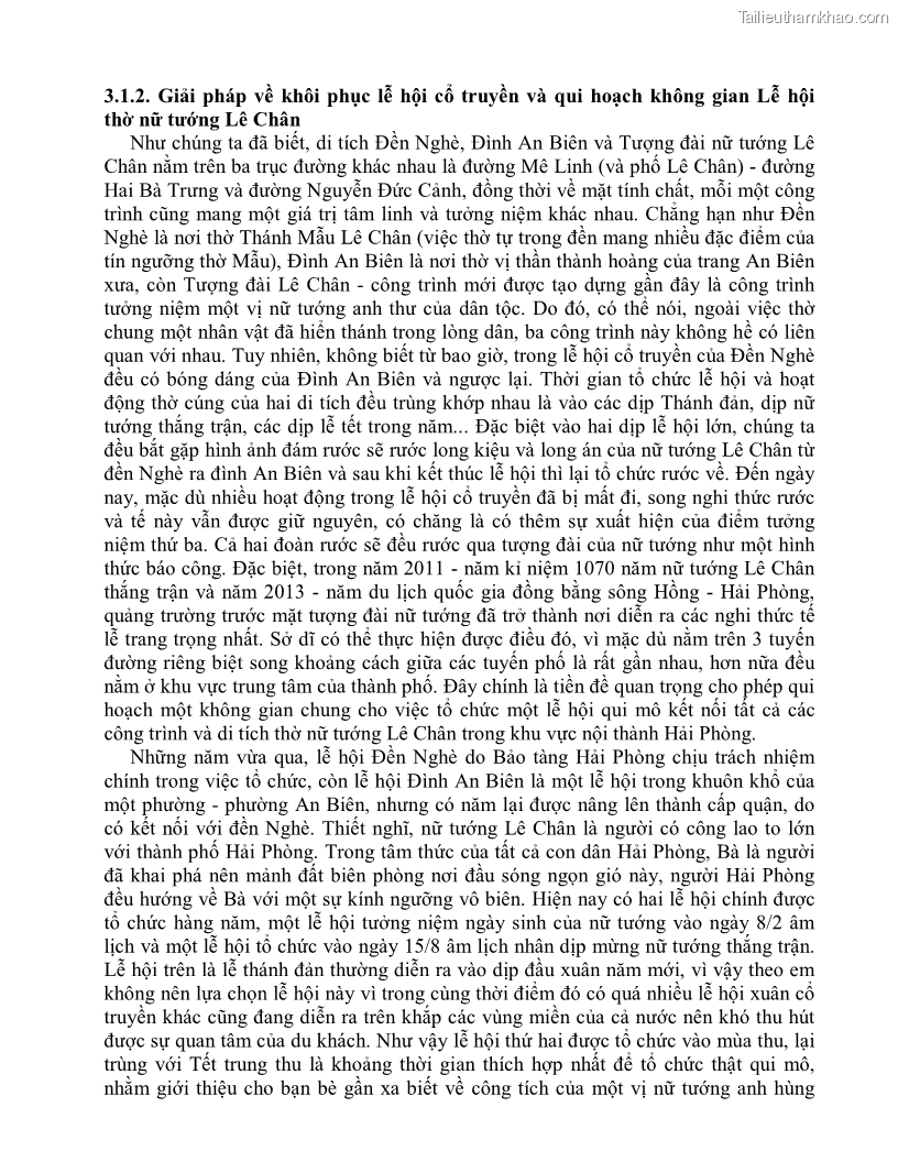 Khóa luận tốt nghiệp việt nam học Thực trạng và giải pháp khai thác lễ hội đền Nghè phục vụ du lịch tại thành phố Hải Phòng - 5 Trang 51
