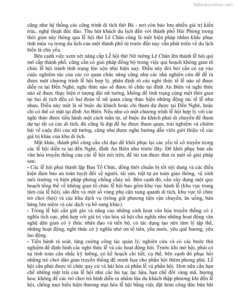 Khóa luận tốt nghiệp việt nam học Thực trạng và giải pháp khai thác lễ hội đền Nghè phục vụ du lịch tại thành phố Hải Phòng - 5 Trang 52