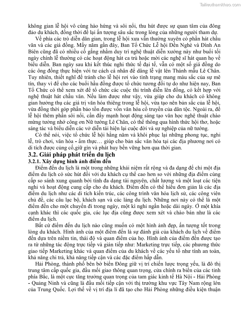 Khóa luận tốt nghiệp việt nam học Thực trạng và giải pháp khai thác lễ hội đền Nghè phục vụ du lịch tại thành phố Hải Phòng - 5 Trang 54