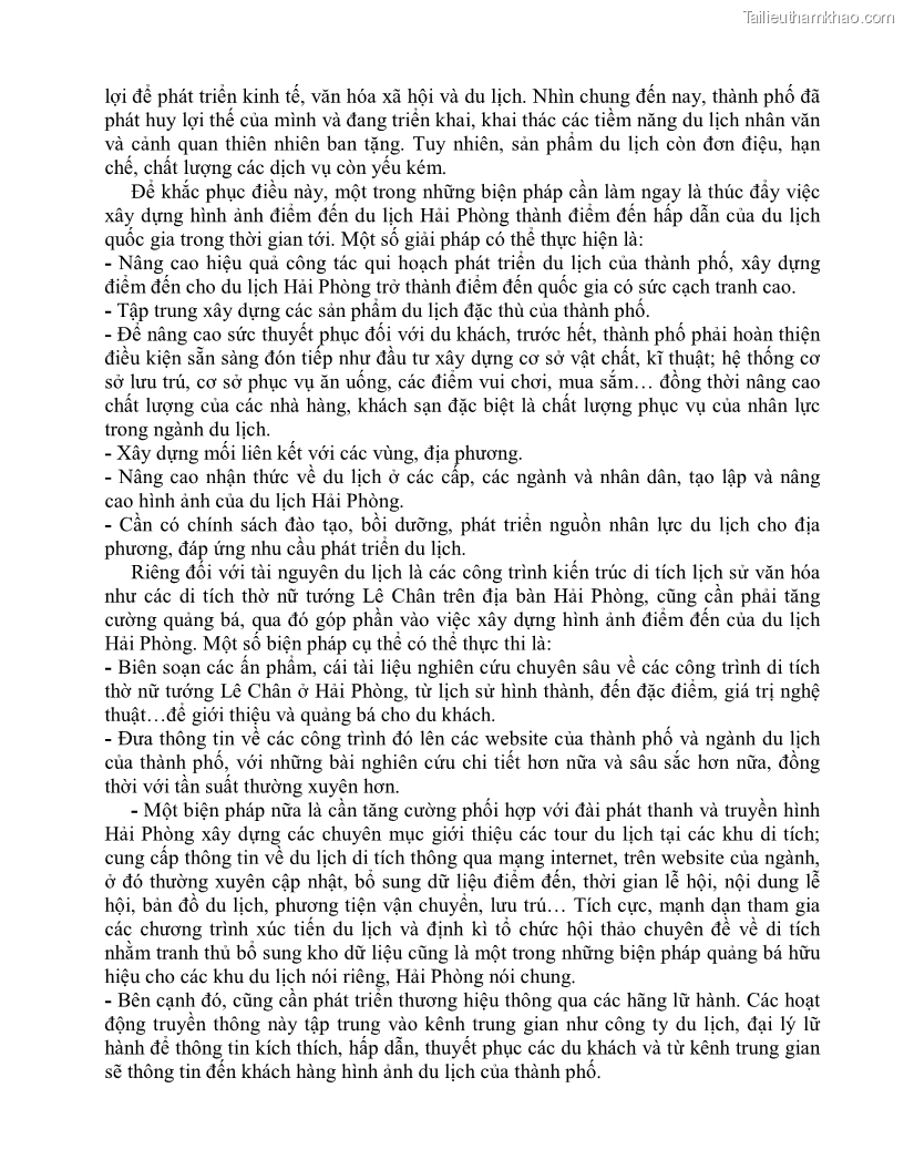 Khóa luận tốt nghiệp việt nam học Thực trạng và giải pháp khai thác lễ hội đền Nghè phục vụ du lịch tại thành phố Hải Phòng - 5 Trang 55