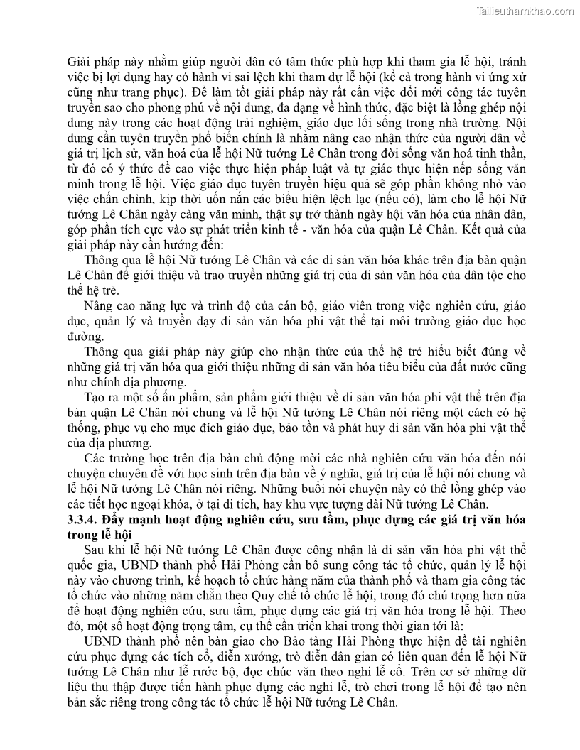 Khóa luận tốt nghiệp việt nam học Thực trạng và giải pháp khai thác lễ hội đền Nghè phục vụ du lịch tại thành phố Hải Phòng - 6 Trang 69