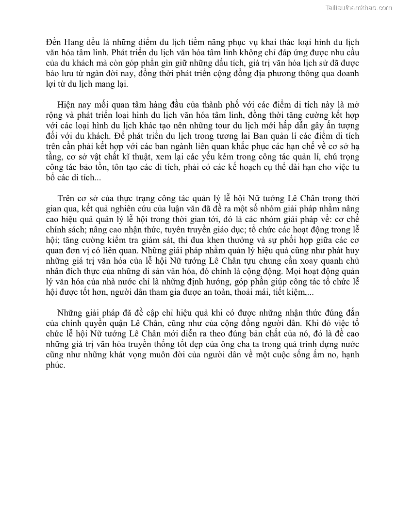 Khóa luận tốt nghiệp việt nam học Thực trạng và giải pháp khai thác lễ hội đền Nghè phục vụ du lịch tại thành phố Hải Phòng - 7 Trang 73