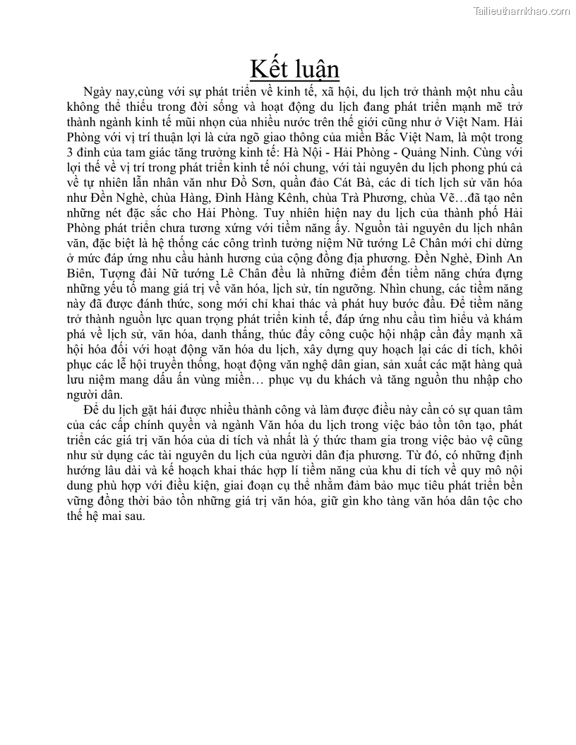 Khóa luận tốt nghiệp việt nam học Thực trạng và giải pháp khai thác lễ hội đền Nghè phục vụ du lịch tại thành phố Hải Phòng - 7 Trang 74