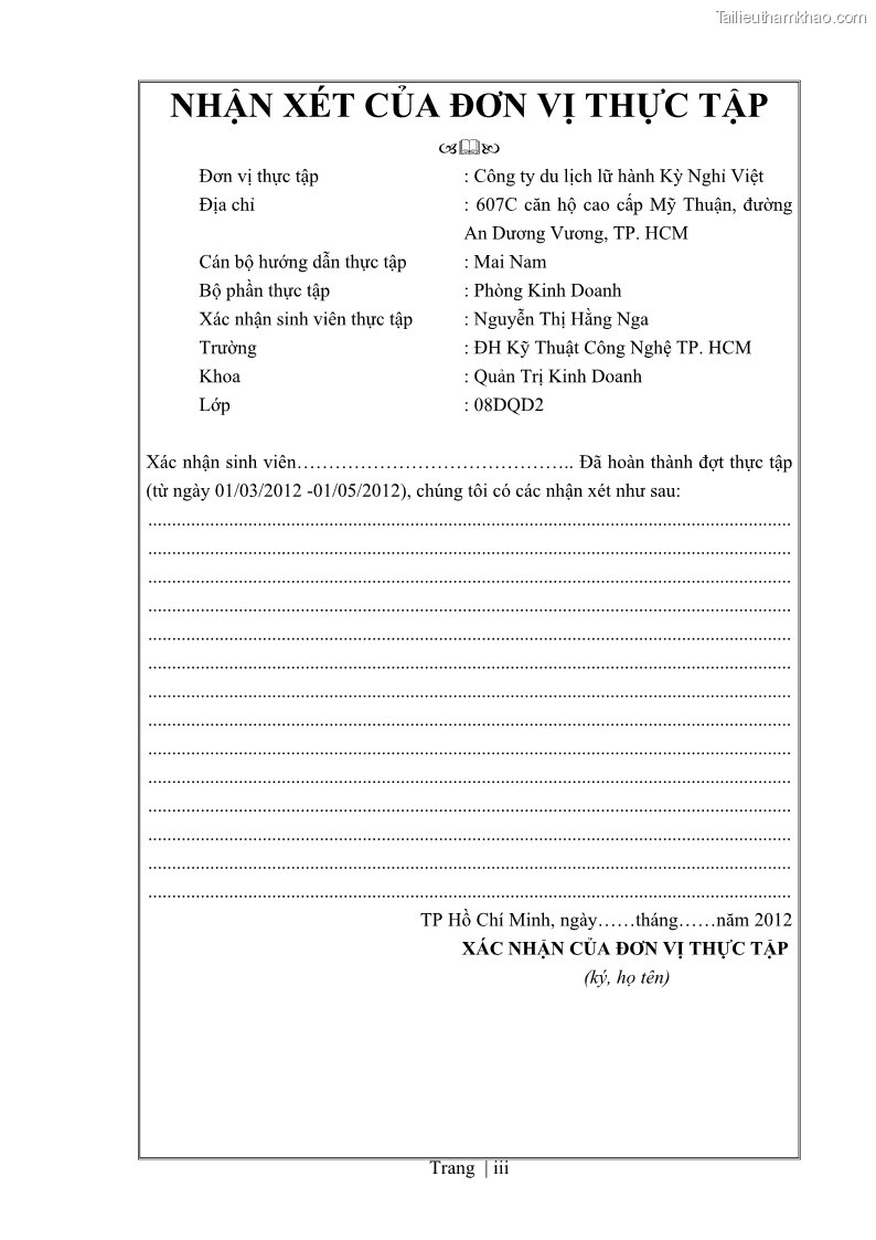 Khóa luận tốt nghiệp Xây dựng chiến lược kinh doanh đối với sản phẩm du lịch lữ hành tại Công ty Kỳ Nghỉ Việt giai đoạn 2012 - 2016 - 1 Trang 4