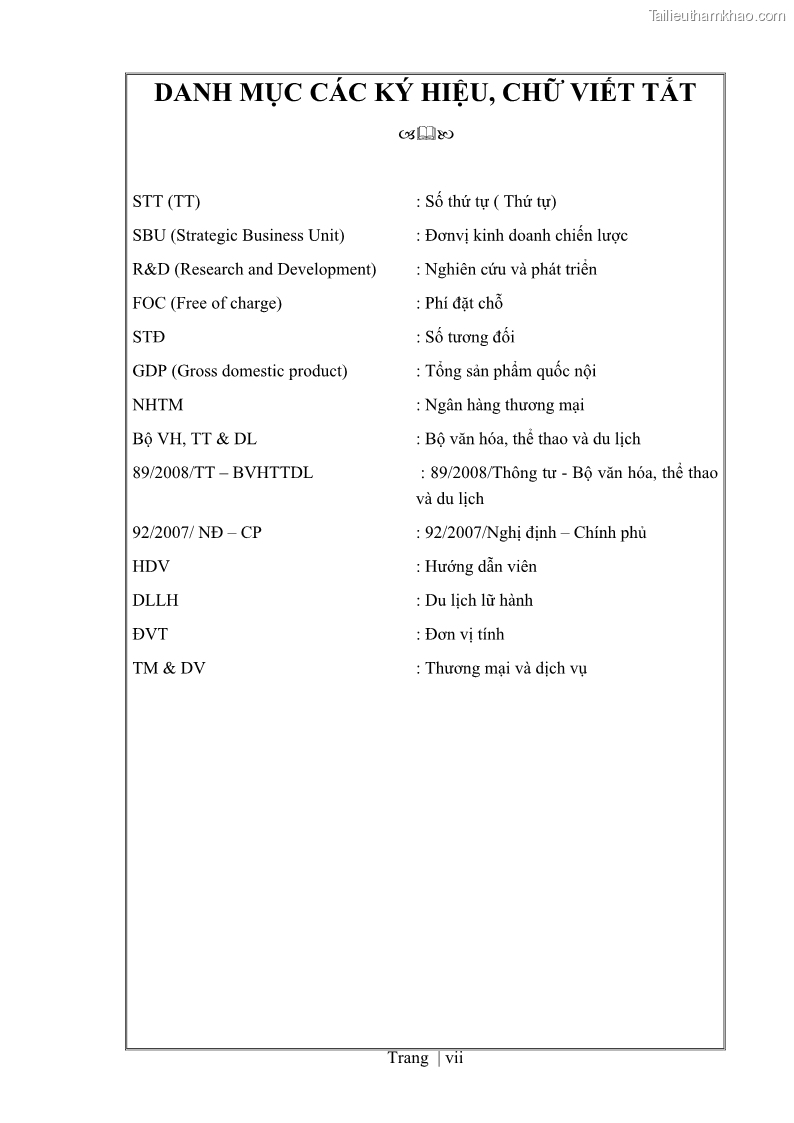 Khóa luận tốt nghiệp Xây dựng chiến lược kinh doanh đối với sản phẩm du lịch lữ hành tại Công ty Kỳ Nghỉ Việt giai đoạn 2012 - 2016 - 1 Trang 8