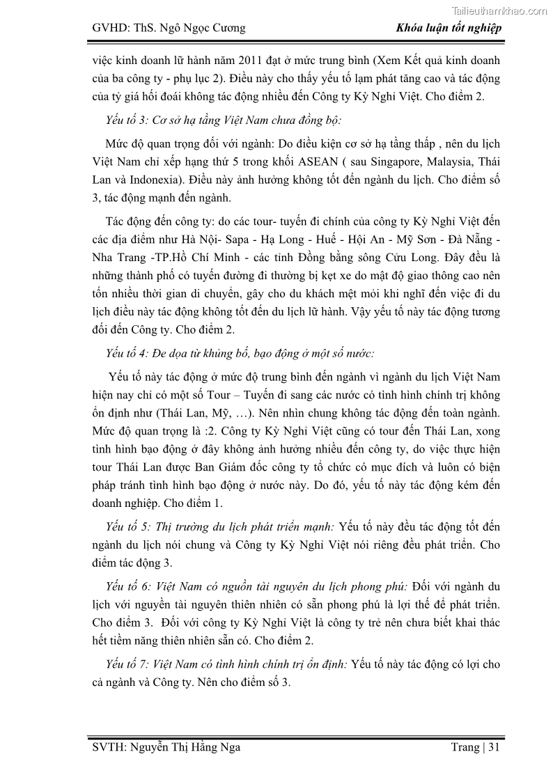 Khóa luận tốt nghiệp Xây dựng chiến lược kinh doanh đối với sản phẩm du lịch lữ hành tại Công ty Kỳ Nghỉ Việt giai đoạn 2012 - 2016 - 4 Trang 41