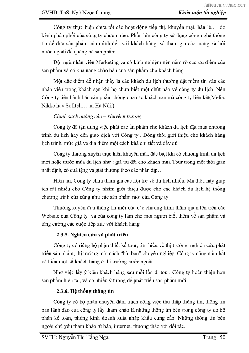 Khóa luận tốt nghiệp Xây dựng chiến lược kinh doanh đối với sản phẩm du lịch lữ hành tại Công ty Kỳ Nghỉ Việt giai đoạn 2012 - 2016 - 5 Trang 60