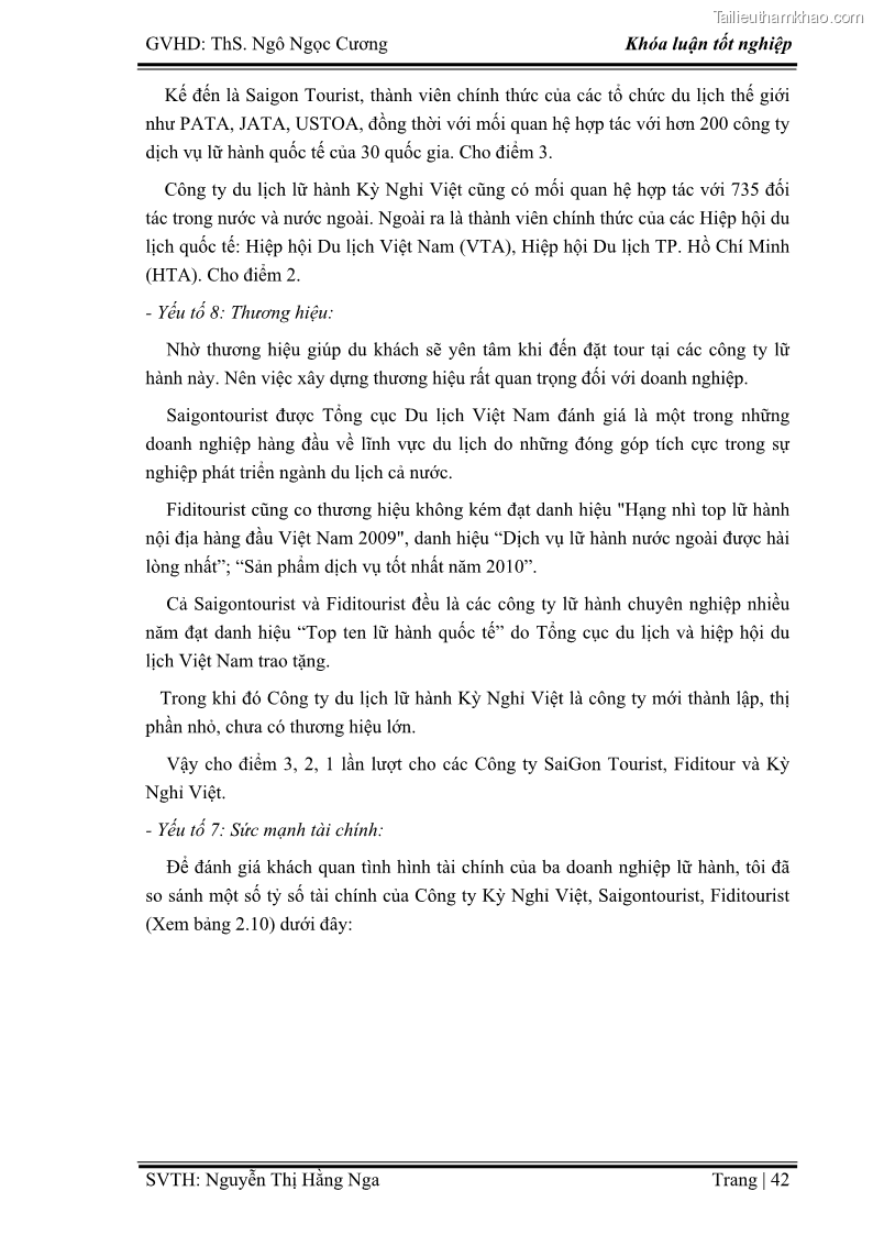 Khóa luận tốt nghiệp Xây dựng chiến lược kinh doanh đối với sản phẩm du lịch lữ hành tại Công ty Kỳ Nghỉ Việt giai đoạn 2012 - 2016 - 5 Trang 52