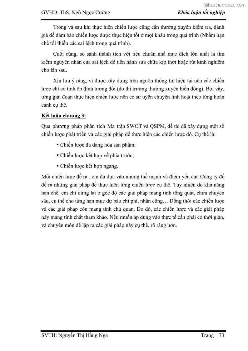 Khóa luận tốt nghiệp Xây dựng chiến lược kinh doanh đối với sản phẩm du lịch lữ hành tại Công ty Kỳ Nghỉ Việt giai đoạn 2012 - 2016 - 7 Trang 83