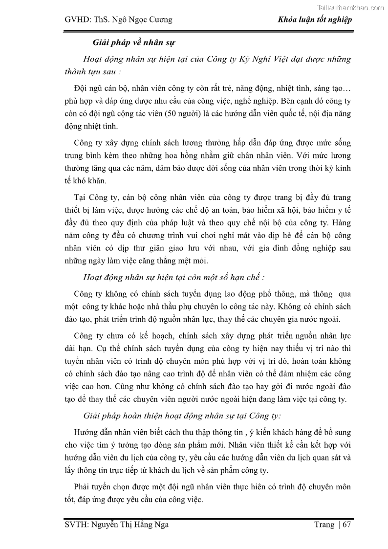 Khóa luận tốt nghiệp Xây dựng chiến lược kinh doanh đối với sản phẩm du lịch lữ hành tại Công ty Kỳ Nghỉ Việt giai đoạn 2012 - 2016 - 7 Trang 77