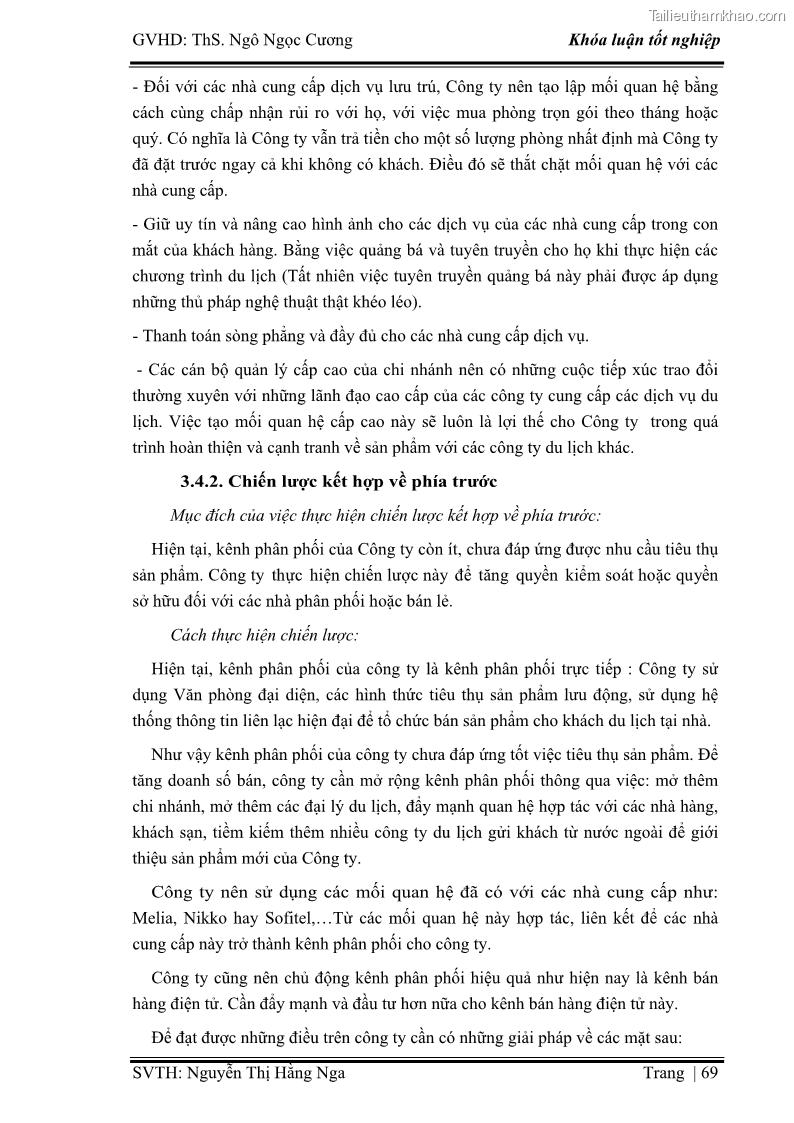 Khóa luận tốt nghiệp Xây dựng chiến lược kinh doanh đối với sản phẩm du lịch lữ hành tại Công ty Kỳ Nghỉ Việt giai đoạn 2012 - 2016 - 7 Trang 79