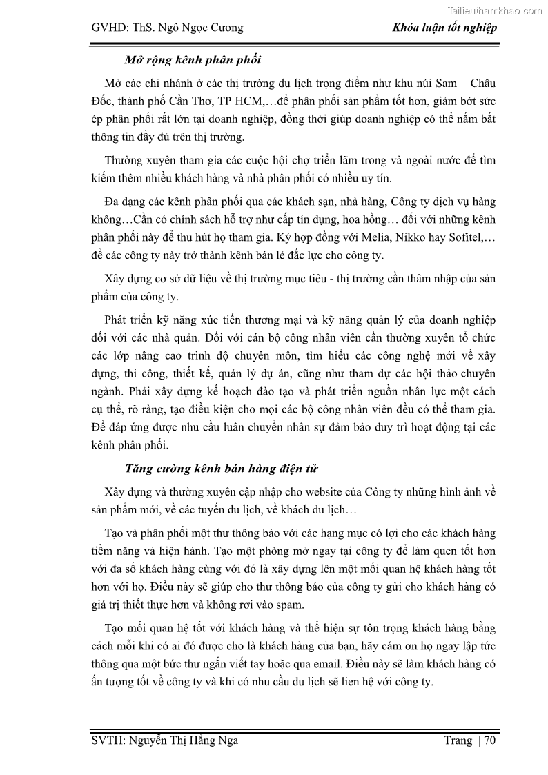 Khóa luận tốt nghiệp Xây dựng chiến lược kinh doanh đối với sản phẩm du lịch lữ hành tại Công ty Kỳ Nghỉ Việt giai đoạn 2012 - 2016 - 7 Trang 80