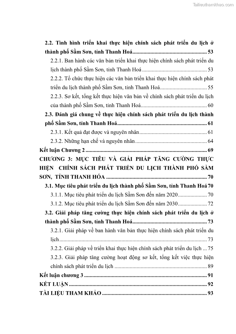 Luận văn thạc sĩ chính sách công Chính sách phát triển du lịch ở Sầm Sơn, tỉnh Thanh Hoá - 1 Trang 6