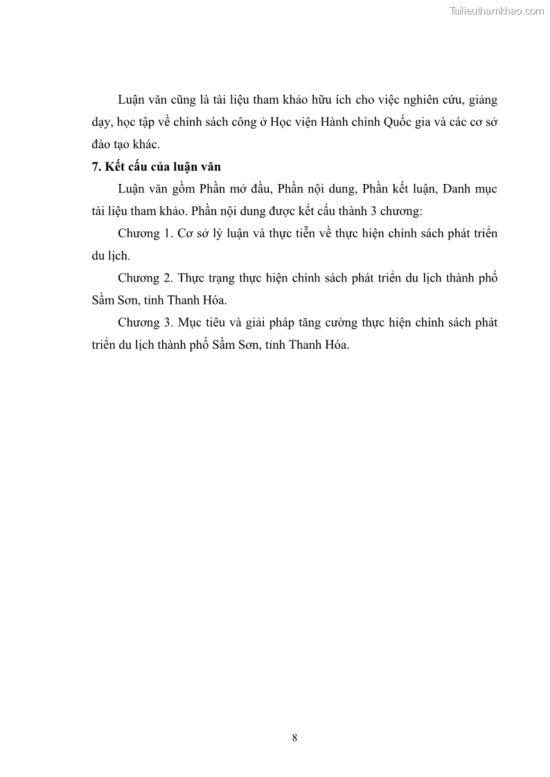 Luận văn thạc sĩ chính sách công Chính sách phát triển du lịch ở Sầm Sơn, tỉnh Thanh Hoá - 2 Trang 16