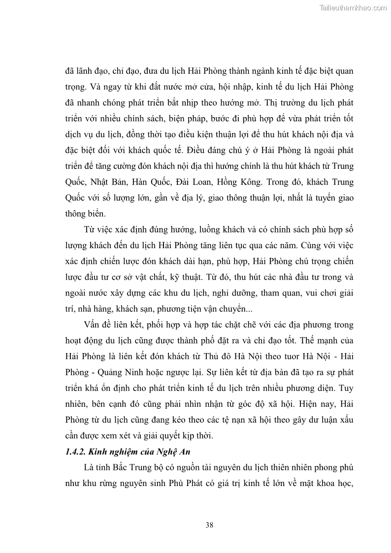 Luận văn thạc sĩ chính sách công Chính sách phát triển du lịch ở Sầm Sơn, tỉnh Thanh Hoá - 4 Trang 46