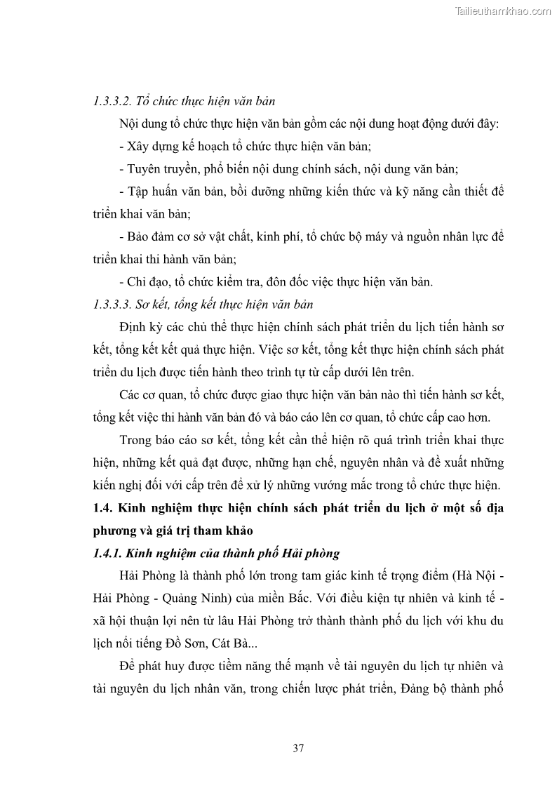 Luận văn thạc sĩ chính sách công Chính sách phát triển du lịch ở Sầm Sơn, tỉnh Thanh Hoá - 4 Trang 45