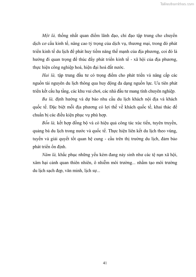 Luận văn thạc sĩ chính sách công Chính sách phát triển du lịch ở Sầm Sơn, tỉnh Thanh Hoá - 5 Trang 49