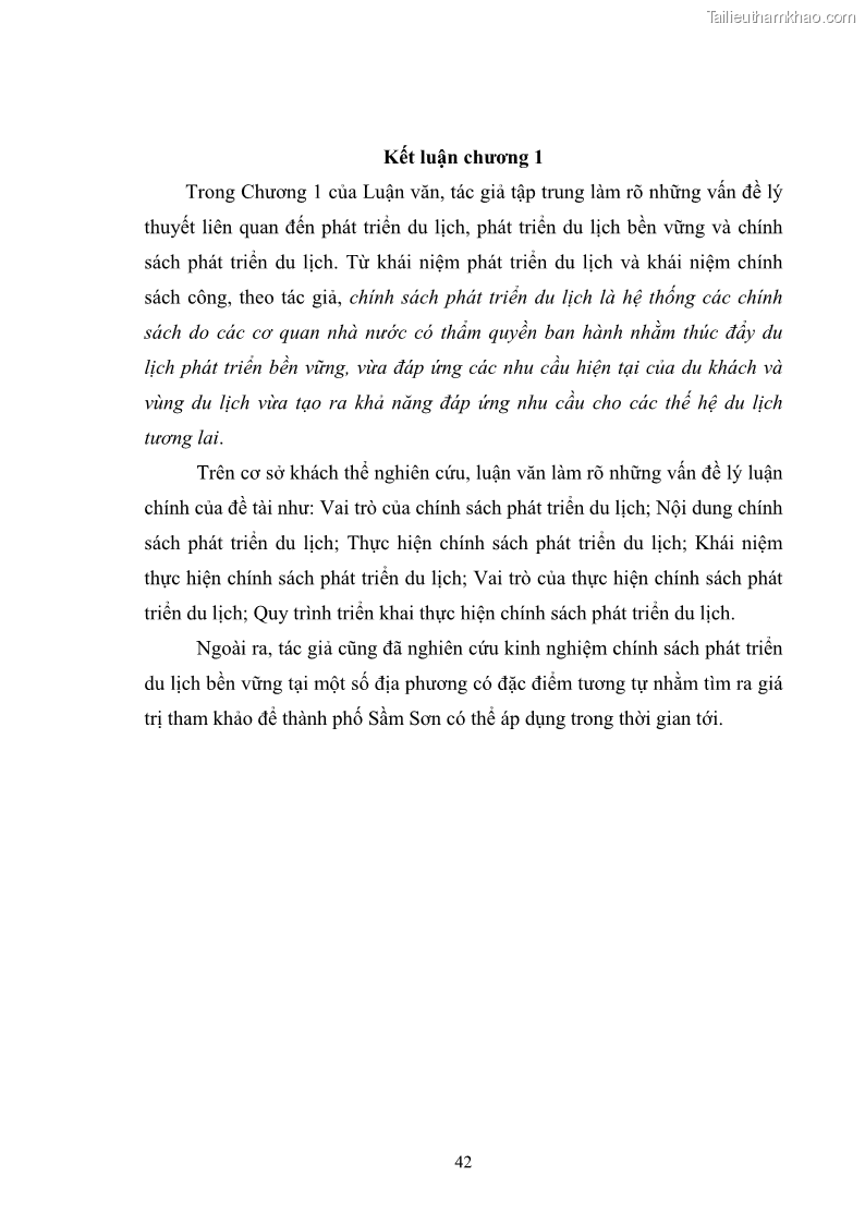 Luận văn thạc sĩ chính sách công Chính sách phát triển du lịch ở Sầm Sơn, tỉnh Thanh Hoá - 5 Trang 50