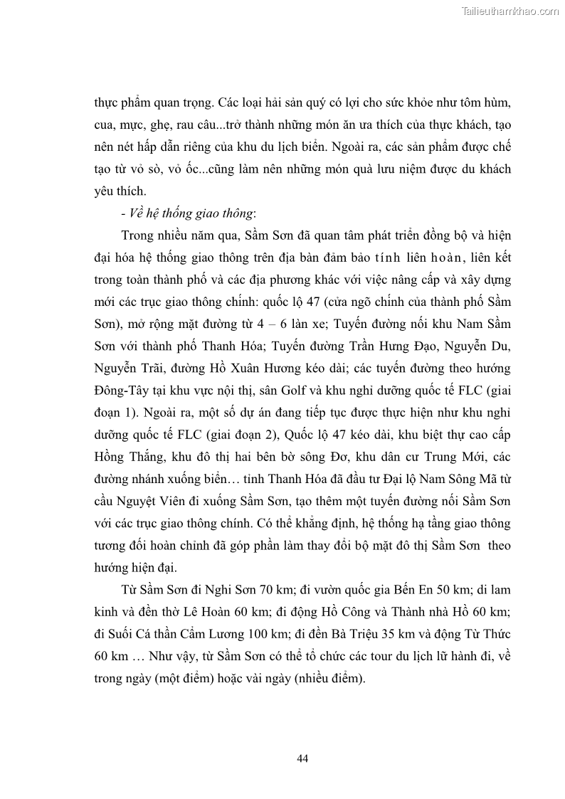 Luận văn thạc sĩ chính sách công Chính sách phát triển du lịch ở Sầm Sơn, tỉnh Thanh Hoá - 5 Trang 52