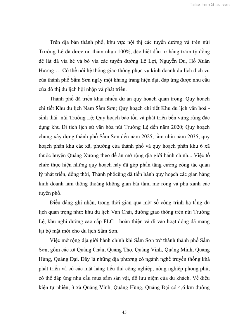 Luận văn thạc sĩ chính sách công Chính sách phát triển du lịch ở Sầm Sơn, tỉnh Thanh Hoá - 5 Trang 53