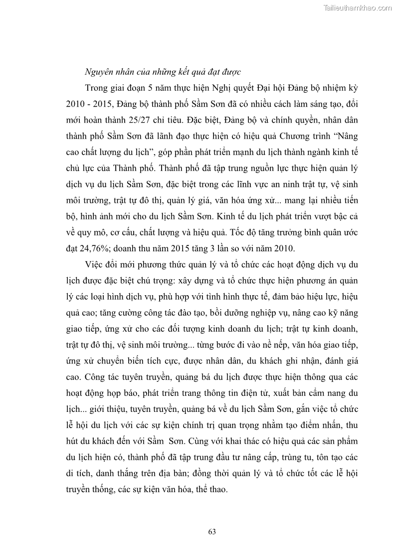 Luận văn thạc sĩ chính sách công Chính sách phát triển du lịch ở Sầm Sơn, tỉnh Thanh Hoá - 6 Trang 71