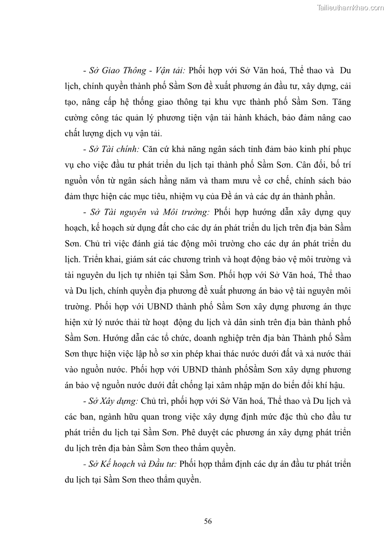 Luận văn thạc sĩ chính sách công Chính sách phát triển du lịch ở Sầm Sơn, tỉnh Thanh Hoá - 6 Trang 64
