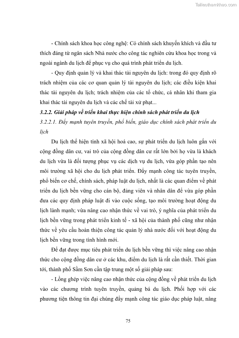 Luận văn thạc sĩ chính sách công Chính sách phát triển du lịch ở Sầm Sơn, tỉnh Thanh Hoá - 7 Trang 83