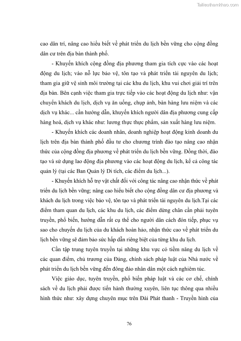 Luận văn thạc sĩ chính sách công Chính sách phát triển du lịch ở Sầm Sơn, tỉnh Thanh Hoá - 7 Trang 84